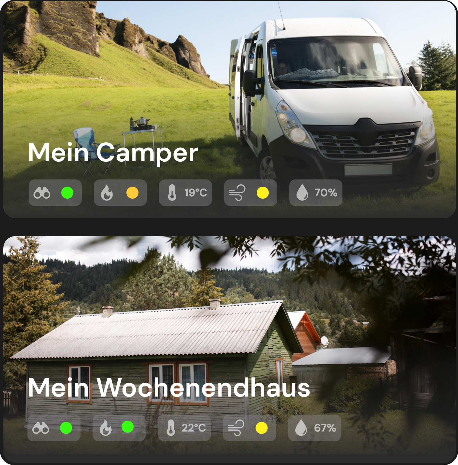 Übersicht der Standorte in der App